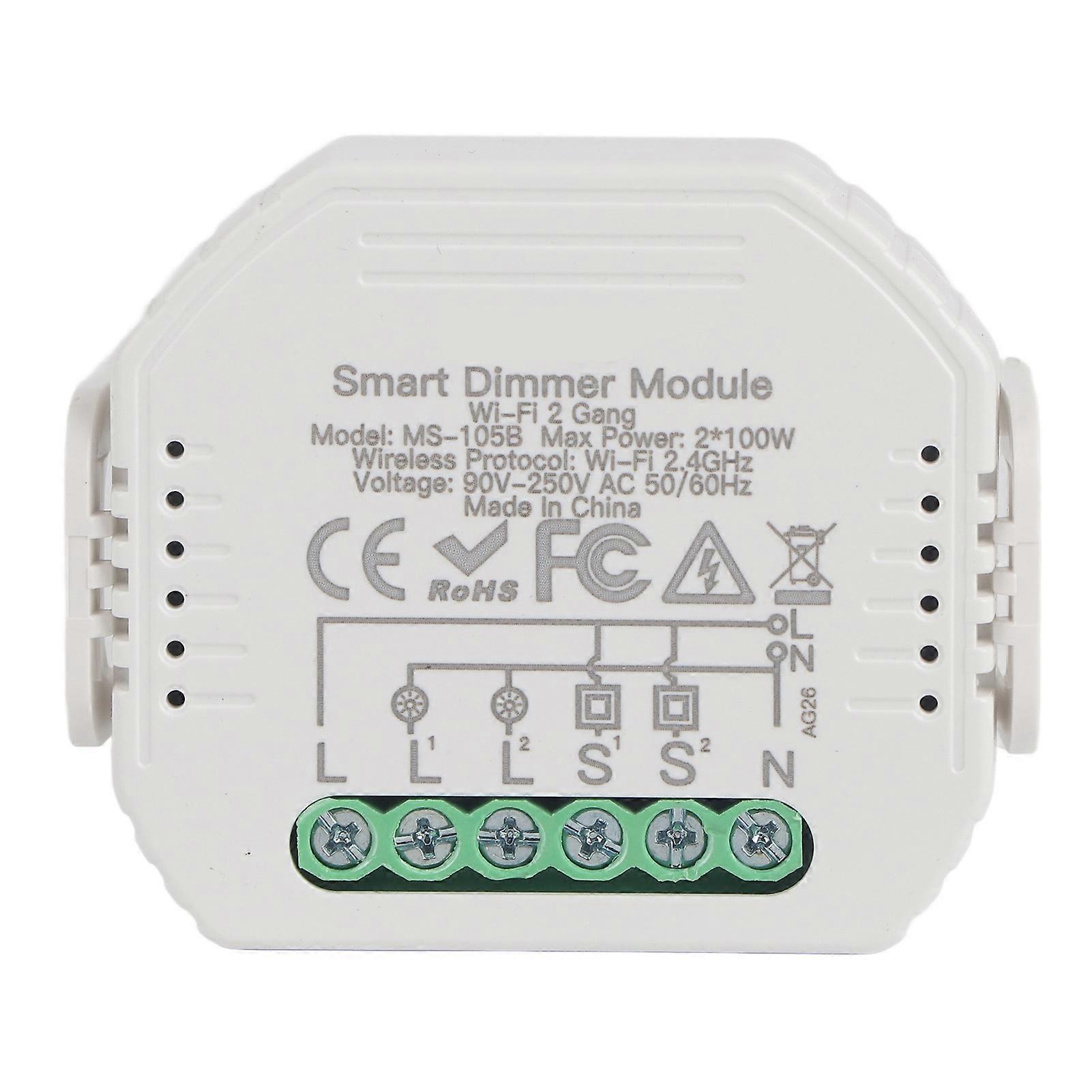 Smart Dimmer Switch Module, 2 Way Dimming APP Control Switch Concealed Mount 90‑250V