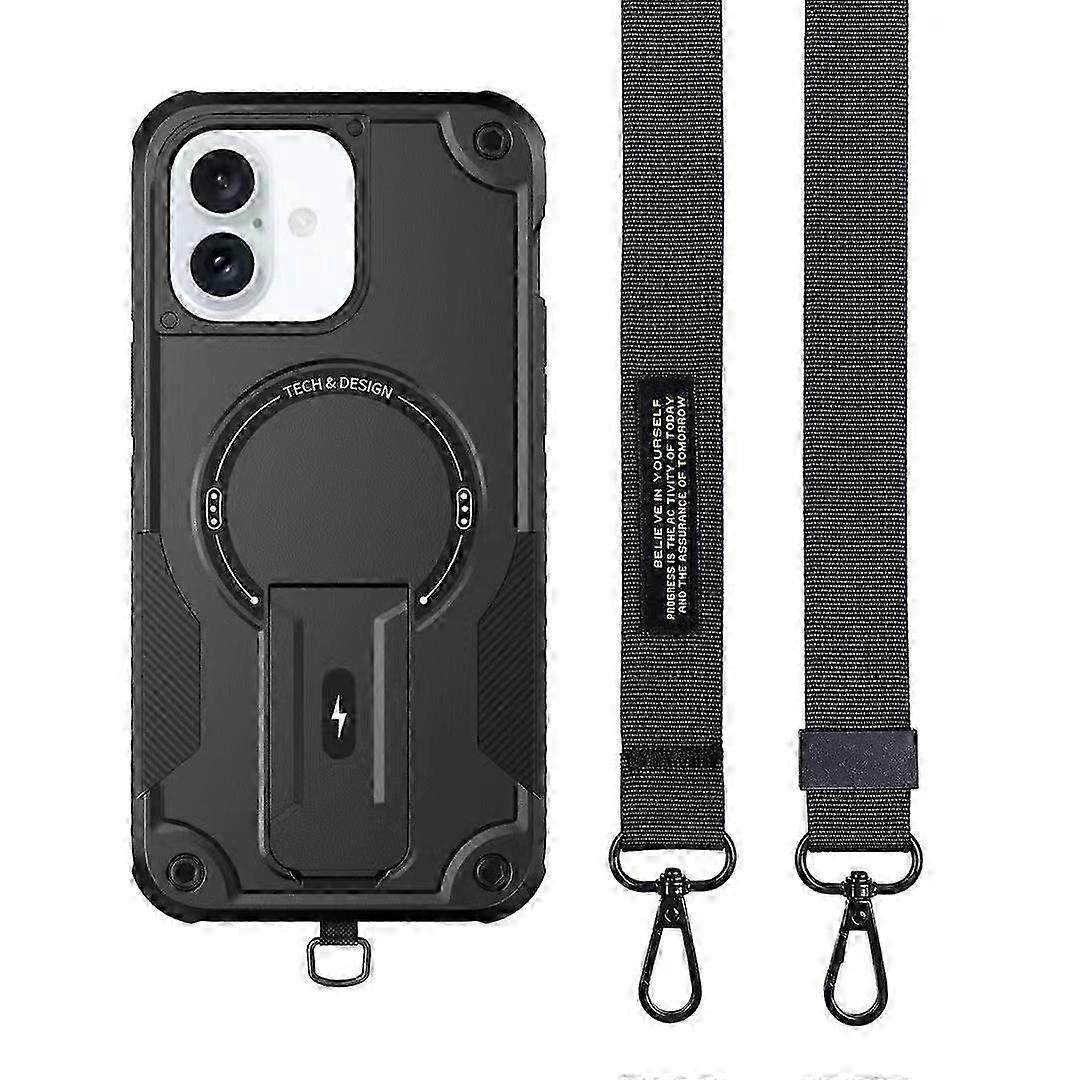 Case for a Compatible Smartphone with MagSafe TPU+PC Kickstand Cover and Strap
