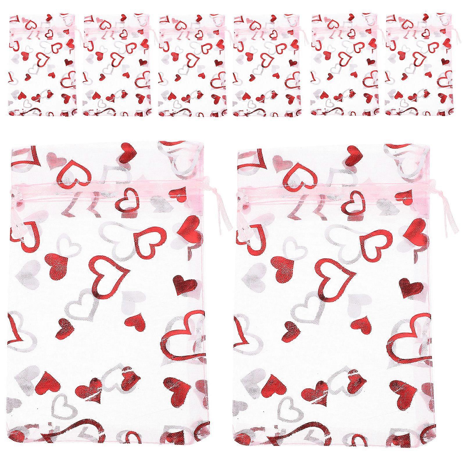 Drawstring Organza Mesh Bags Delicate Organza Drawstring Bags Party Guests Pink 15.00X10.00X0.10CM Multi-use 50Pcs