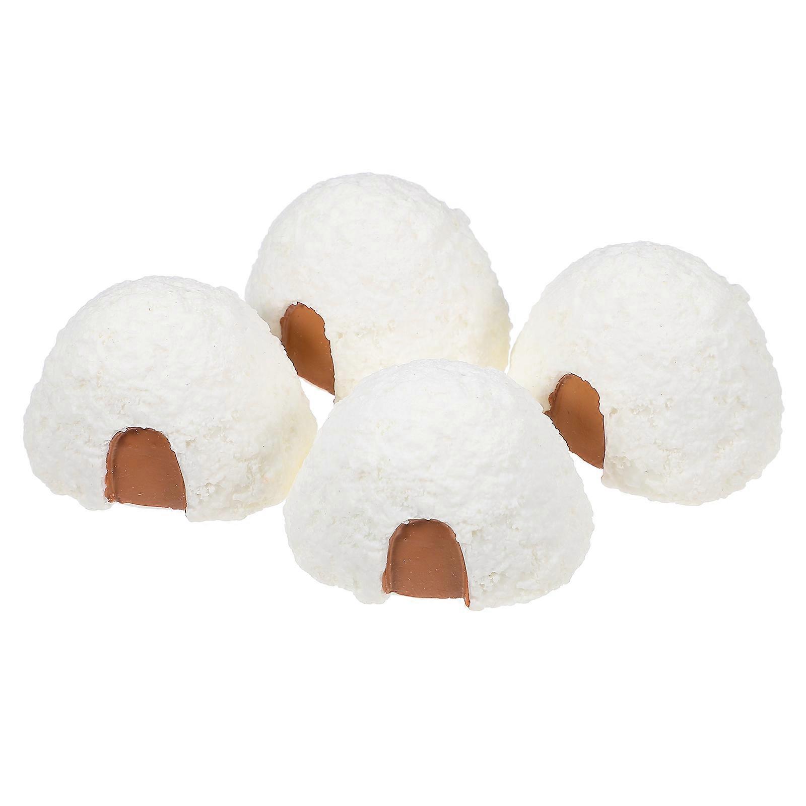 Lifelike Ice House Decorative Ice House Model Diy Mini Igloo Resin Figures 4Pcs