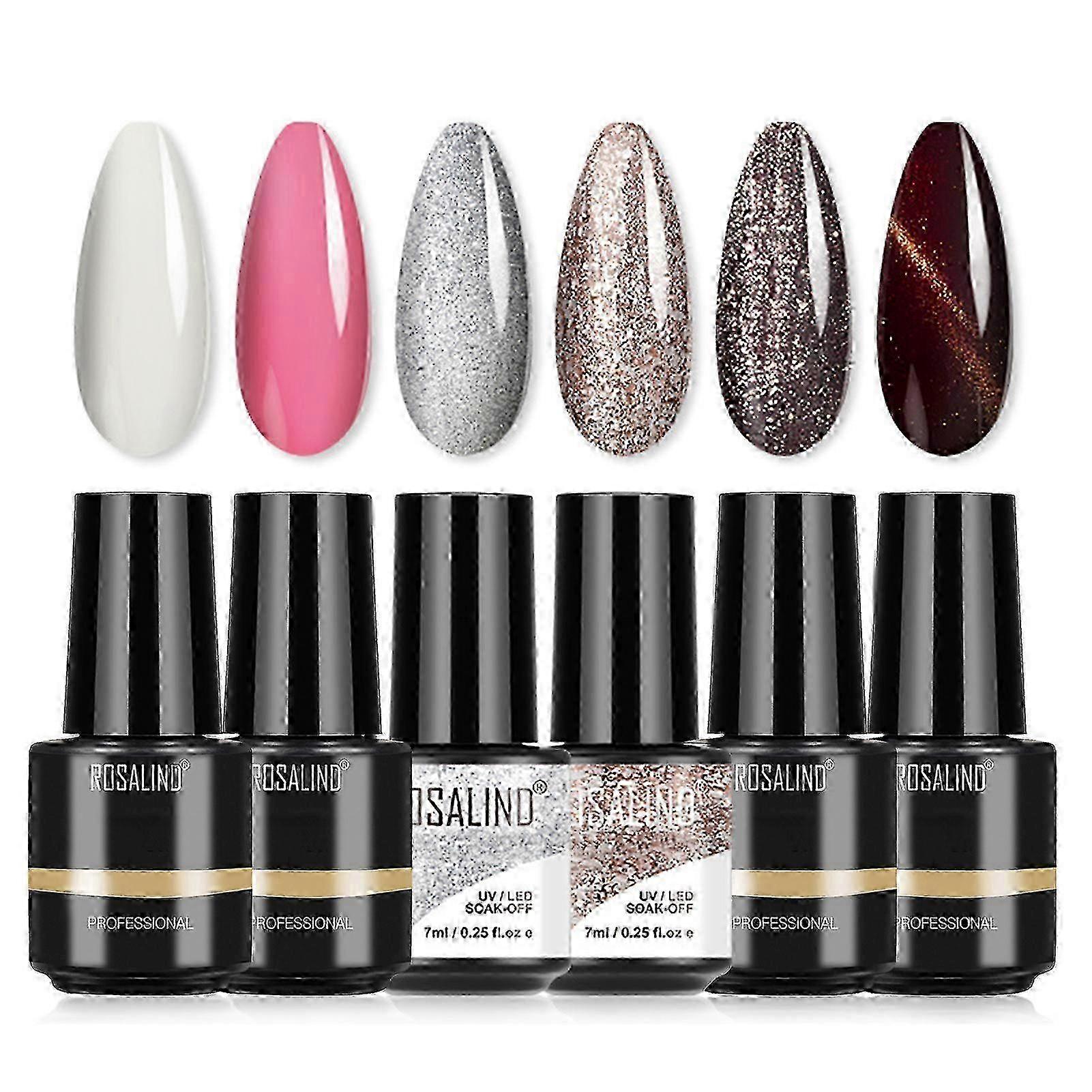 Nail Adhesive Kit with 6 Colors Phototherapy Glue in Japanese Style for Soak-off Nail Polish Application