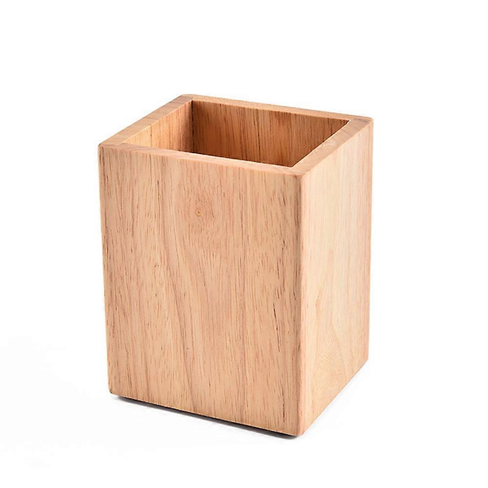 Ample Storage Wooden Utensil Holder, Easy Clean Utensil Caddy For Kitchen, Natural Wood Crock With Multi-functional Pen Holder Design, (12*9.5*8.5Cm)
