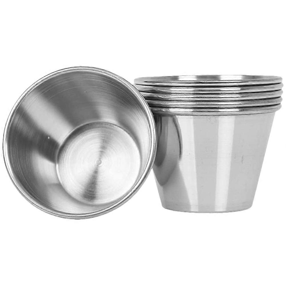 Reusable Dipping Sauce Cups Stainless Steel Condiment Containers Round Shape Simple Design for Family Gathering 6Pcs