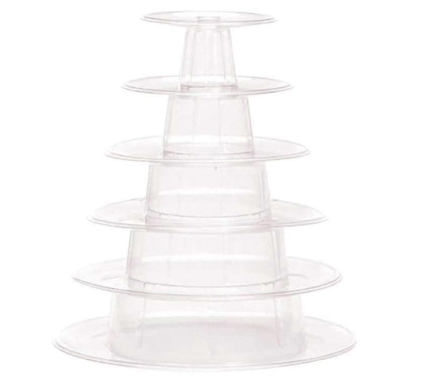 6-Tier Clear Plastic Macaron Tower - Cake & Dessert Display Stand