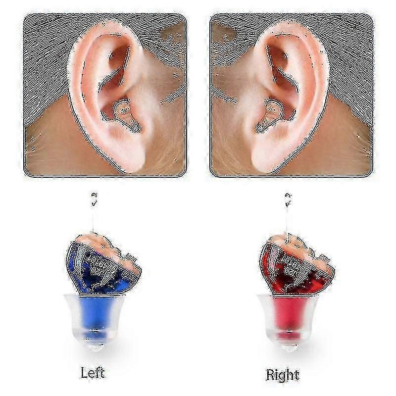 Aparelhos auditivos sem fio para idosos com perda auditiva (azul + vermelho)
