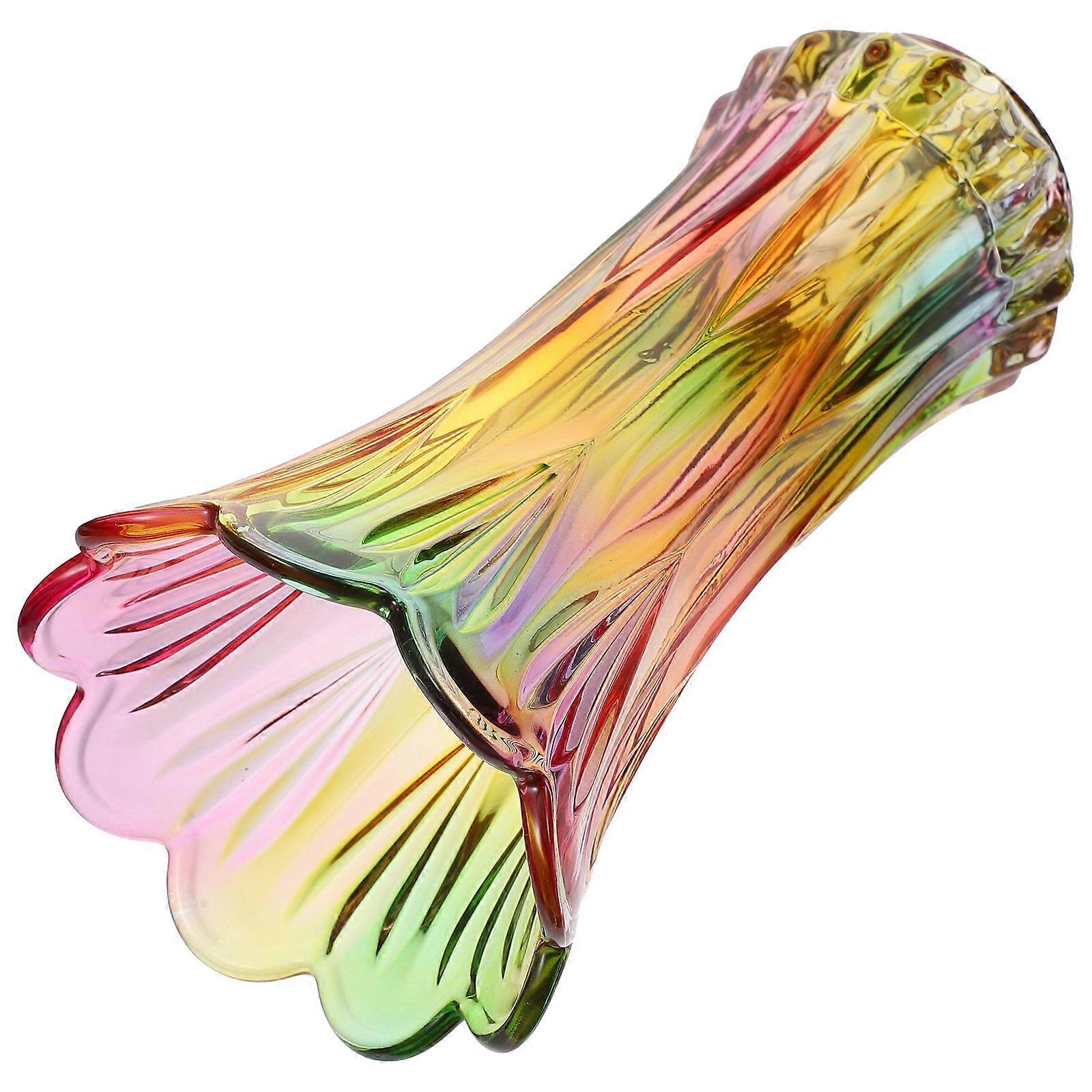 Crystal Glass Vase for Home Use Multi Color Simple Floral Container for Bouquet Arrangements 7.5