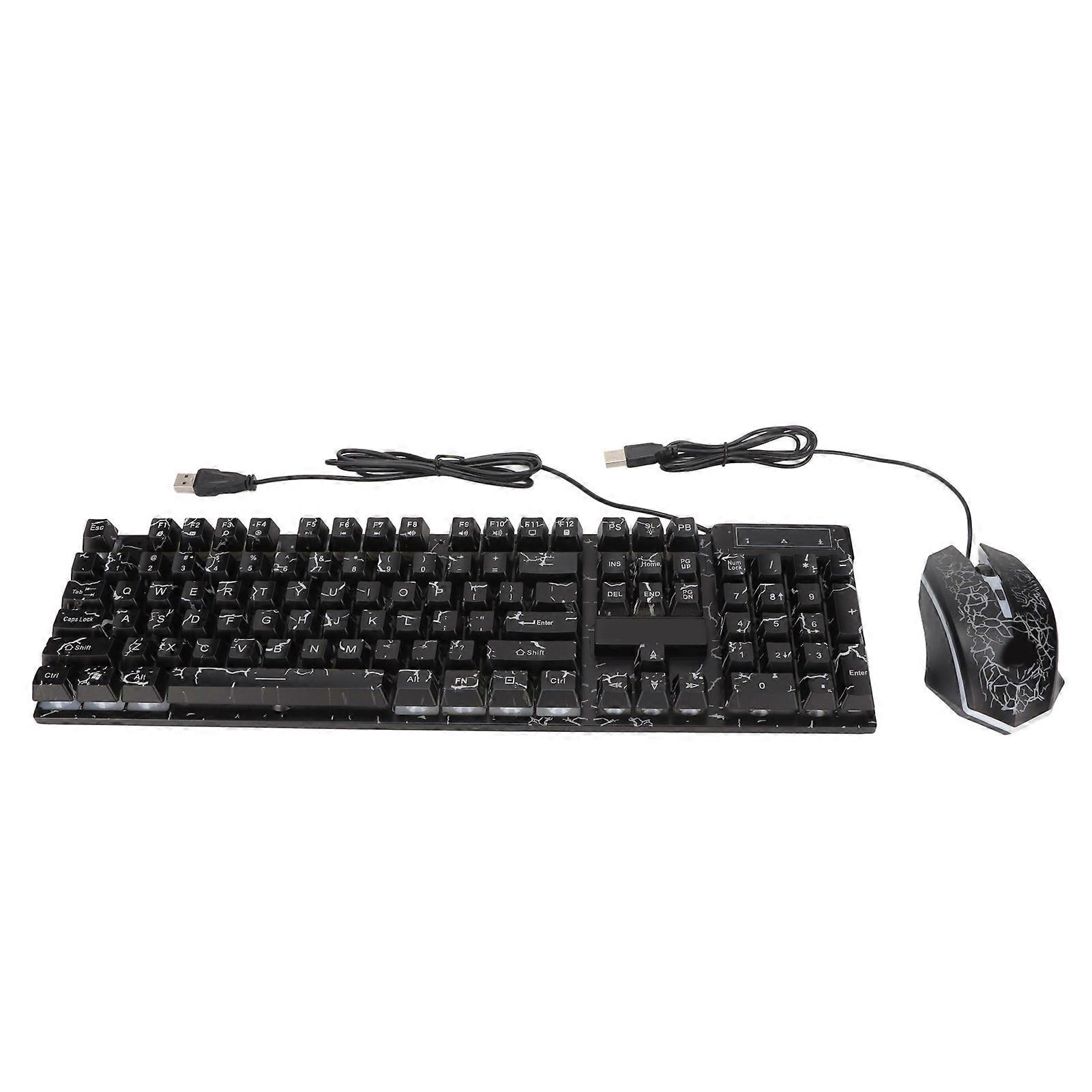 USB Good Resilience Crack Colorful Backlight 104 Keys Clear Characters Gaming Keyboard Mouse Combo