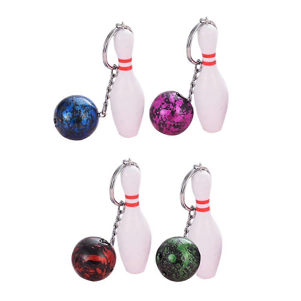 مجموعة معلقات سلسلة مفاتيح كرة البولينج المتينة لحقائب الظهر والحقائب وإكسسوارات المحفظة - 4 قطع لمحبي البولينج