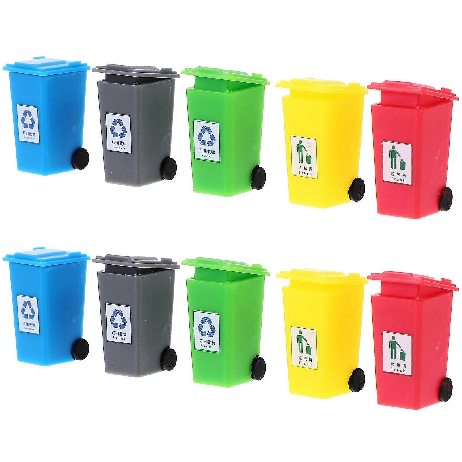 Mini Trash Can Model Scene Decoration Diy Accessory Assorted Color 10Pcs