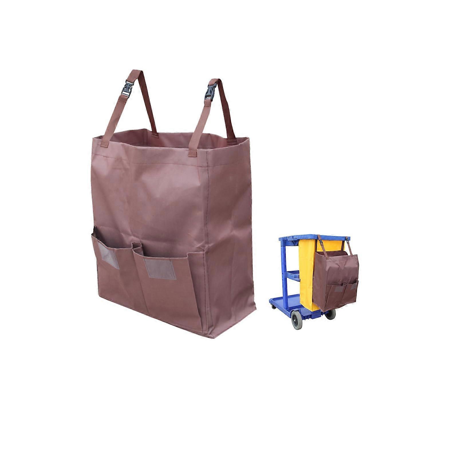 Dual Purpose Household Trolley Bag, Replacement Janitorial Trolley Bag, Organiser Housekeeper Trolley Sorting Bag, Brown