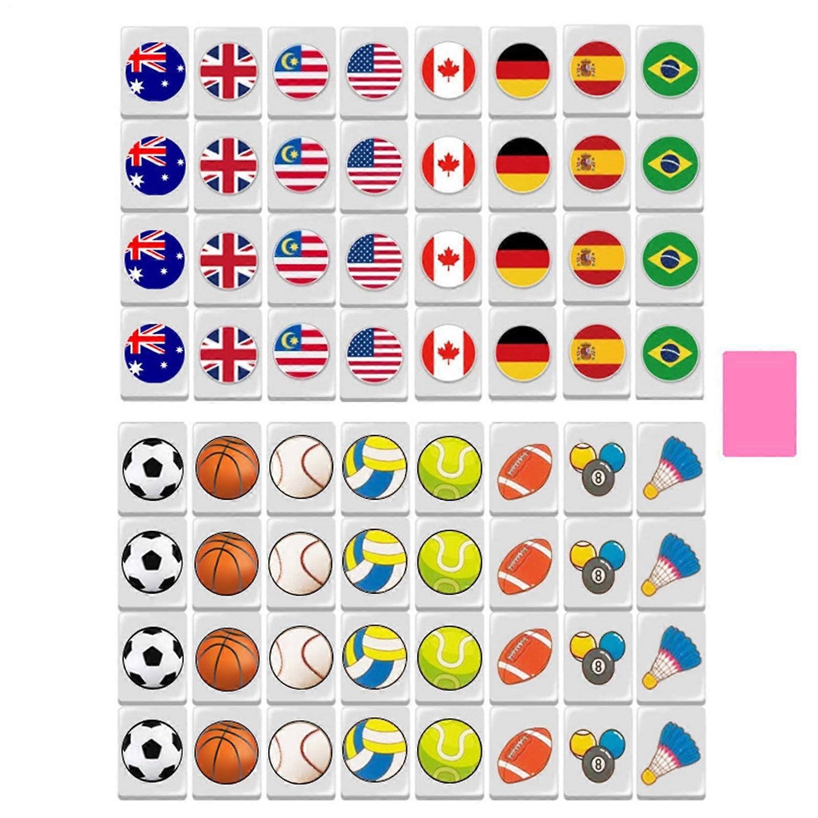 National Flag Mahjong Game Set - Interactive Board Game for Family Evenings, 4 Players, with National Flag Design