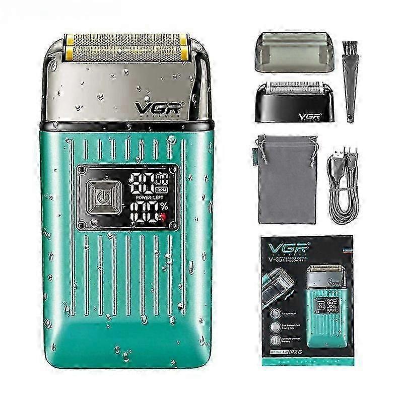 Aparador de cabelo elétrico profissional à prova d'água com display LED para homens V-357 Azul-Sem caixa Tecido S