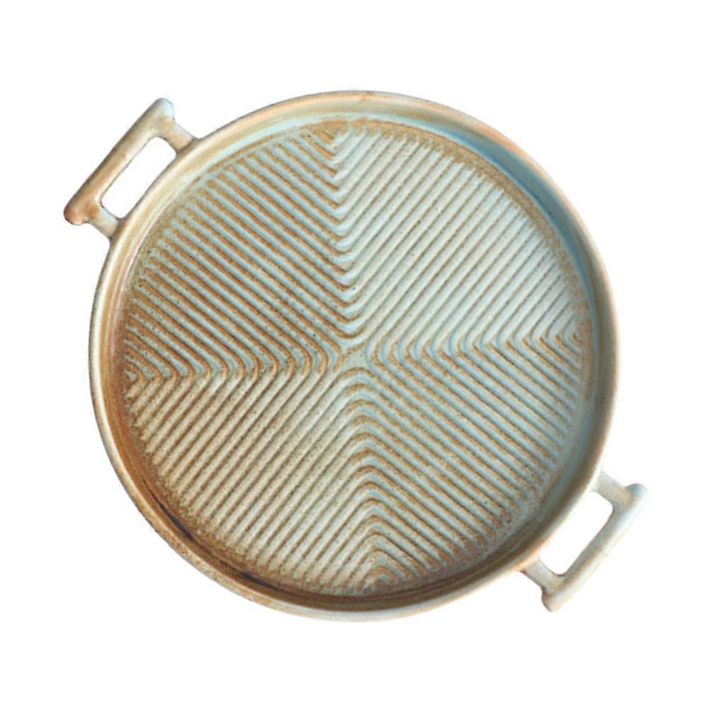 Baking Ceramic Tray Oven Safe Assorted Color Hotel Use Ergonomic Handles 8.8×8.8×1in 1Pc