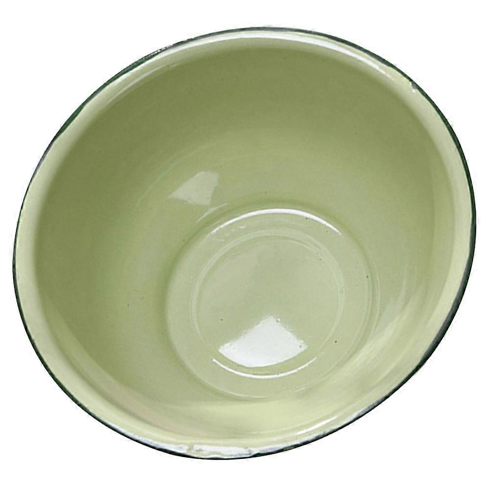 Retro Thickened Enamel Bowl Vintage Green Soup Noodle Basin Mixing Washbasin Cooking Serving