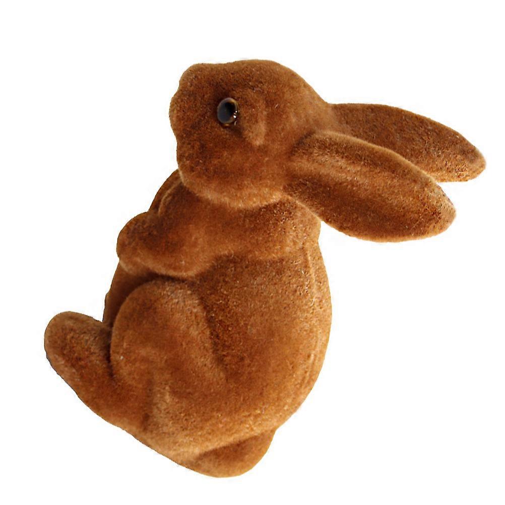 1 Pc Easter Resin Flocked Rabbit Adornment Simulated Handmade Rabbit Decor
