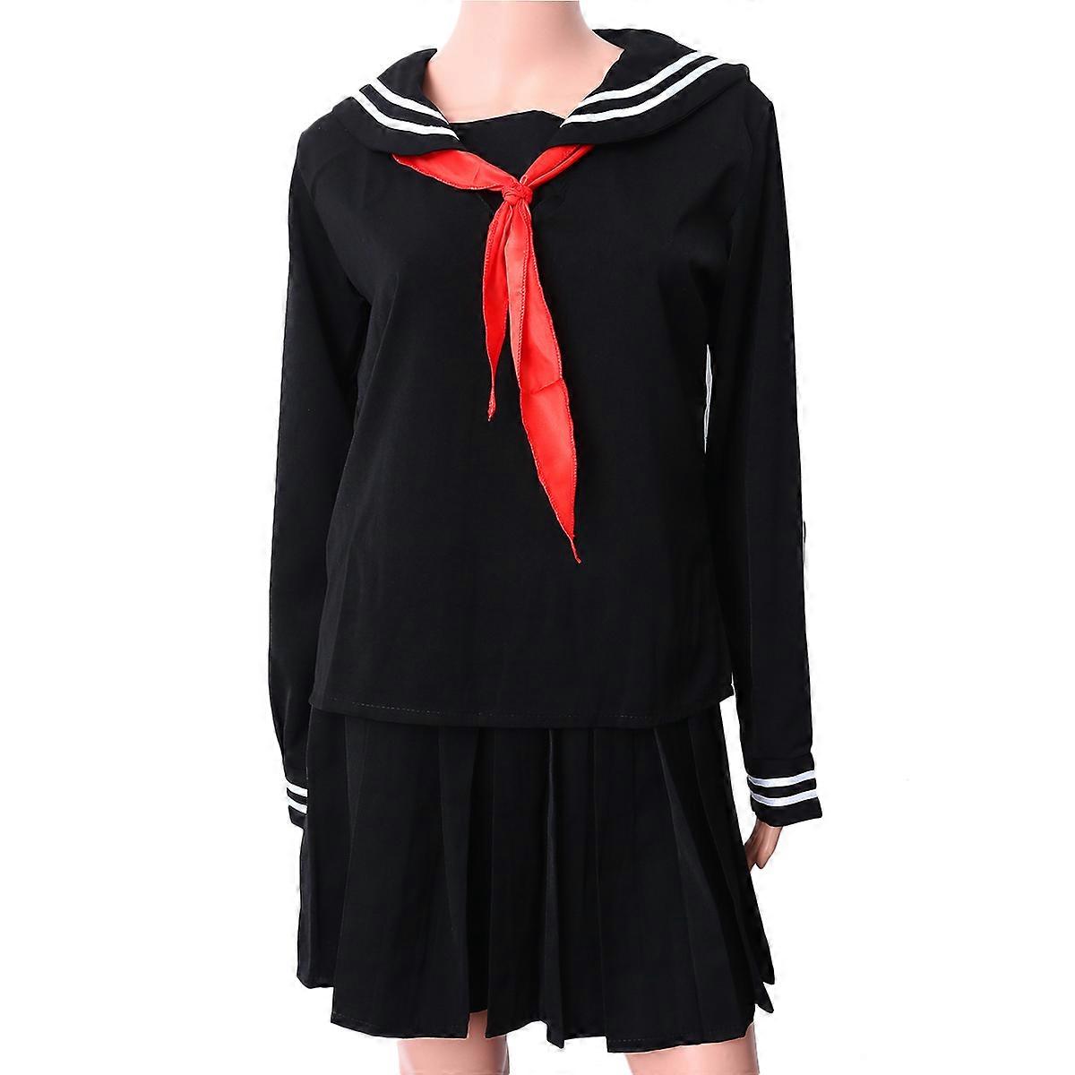 女孩水手服Cosplay服装日本校服套装少女红裙1套