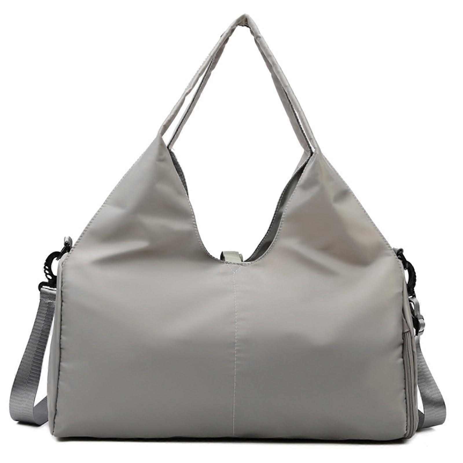 Sports Bag, Waterproof Yoga Bag for Women, Large Gray Gym Bag with Shoes Compartment & Wet Bag for Yoga Mats
