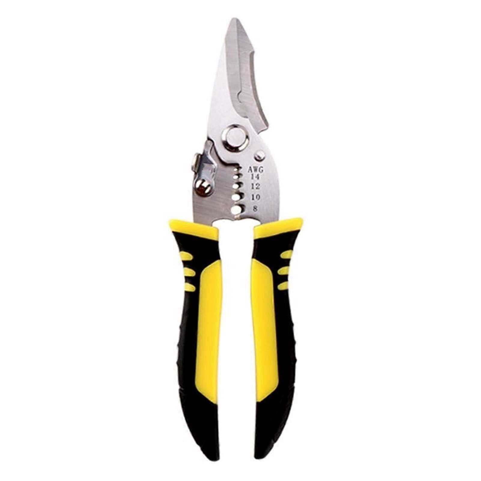 1 piece wire stripper, multifunctional wire cable cutter, crimping stripping hand tool (color: dark blue)