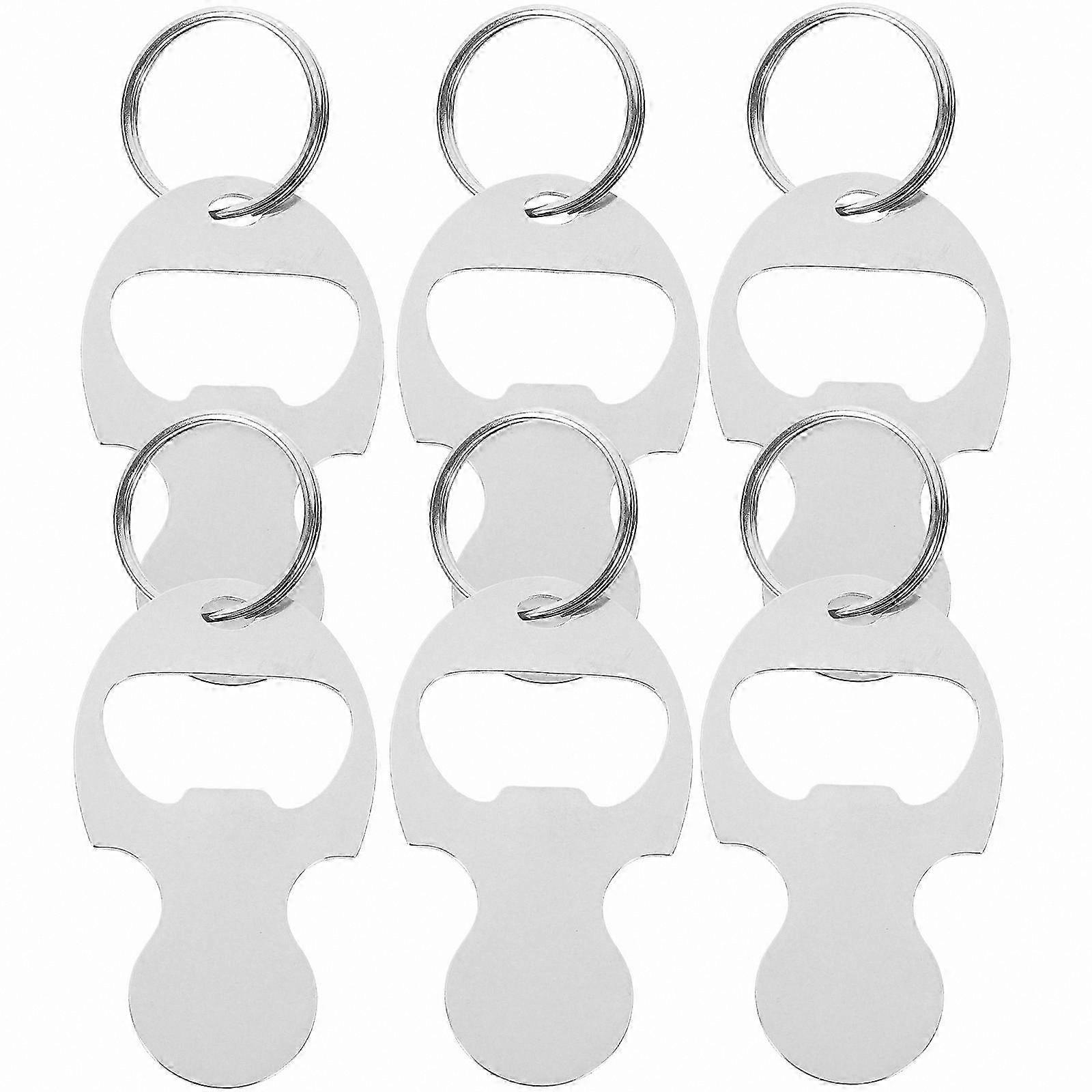 6-Pack Multi-Function Alloy Keychains for Shopping Carts, Convenient Bottle Opener Included