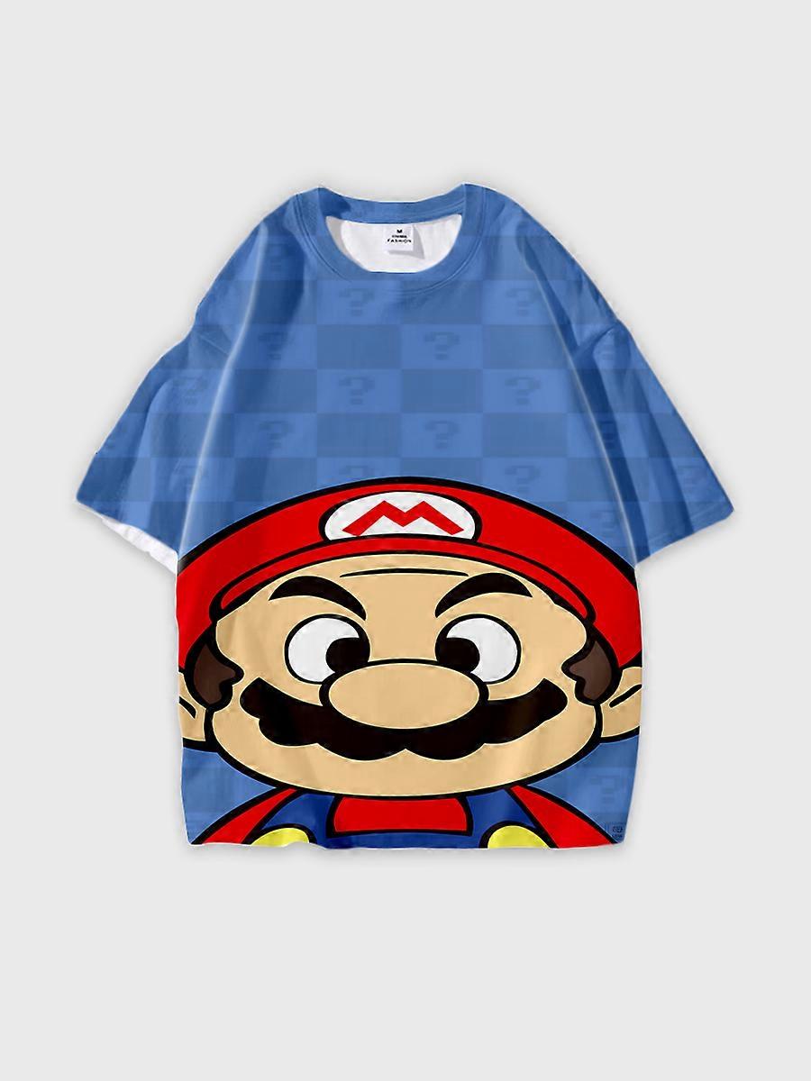 T-shirt Round Neck Pattern Loose-Fit Short Sleeve D2216
