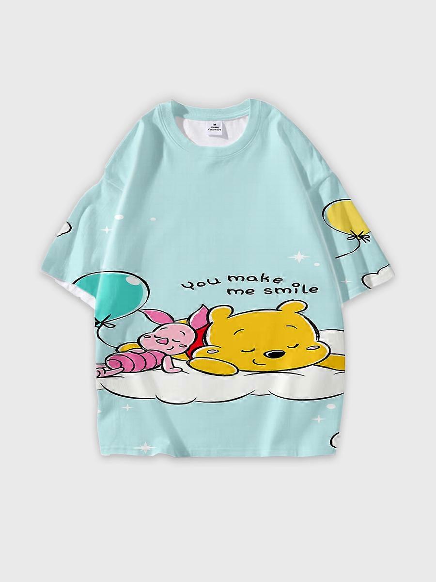 T-shirt round neck Cartoon Pattern loose short sleeve D2773
