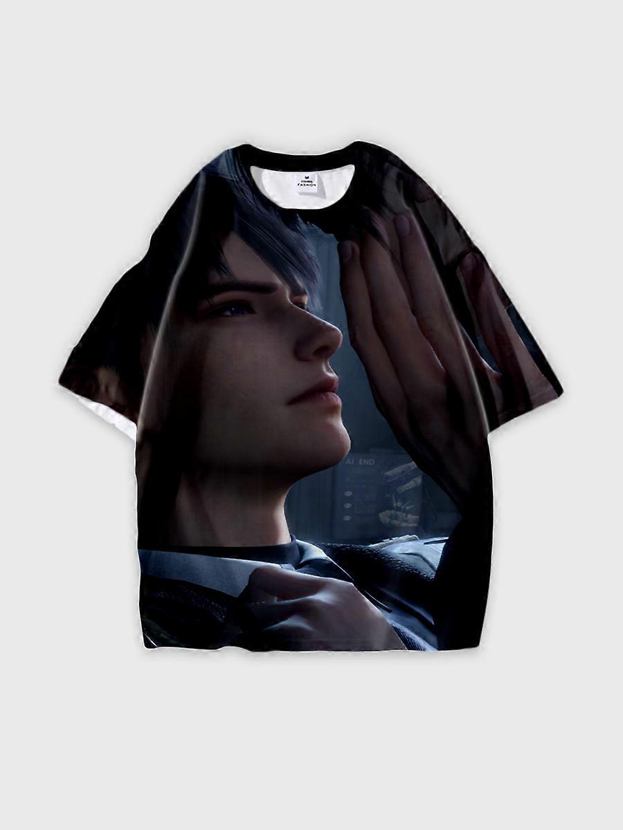 T-shirt round neck Role Pattern loose short sleeve E2846