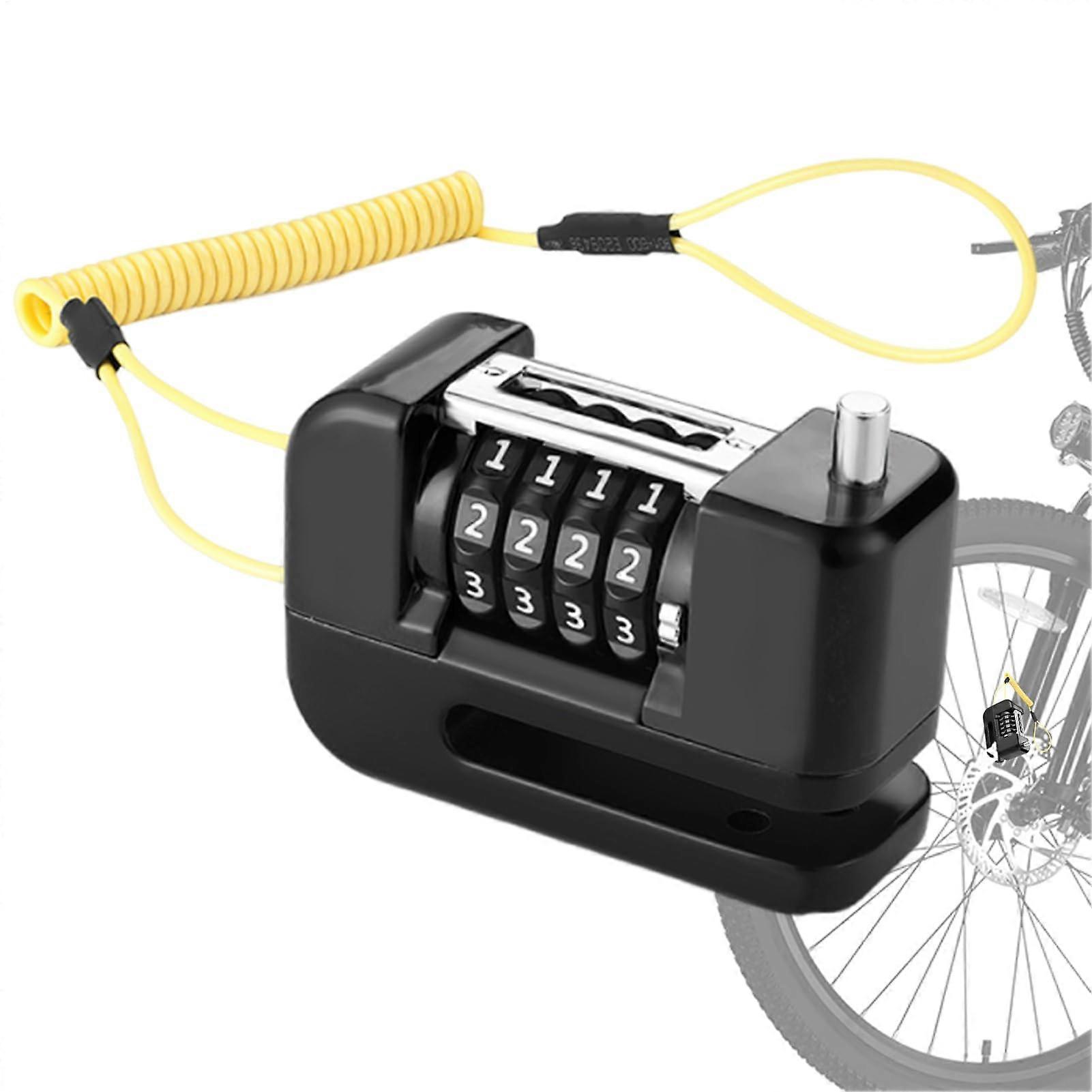 Anti-Theft Bicycle Brake Lock, 4-Digit Combination Disc Lock for E-Bikes and Motorcycles, Black Security Accessory