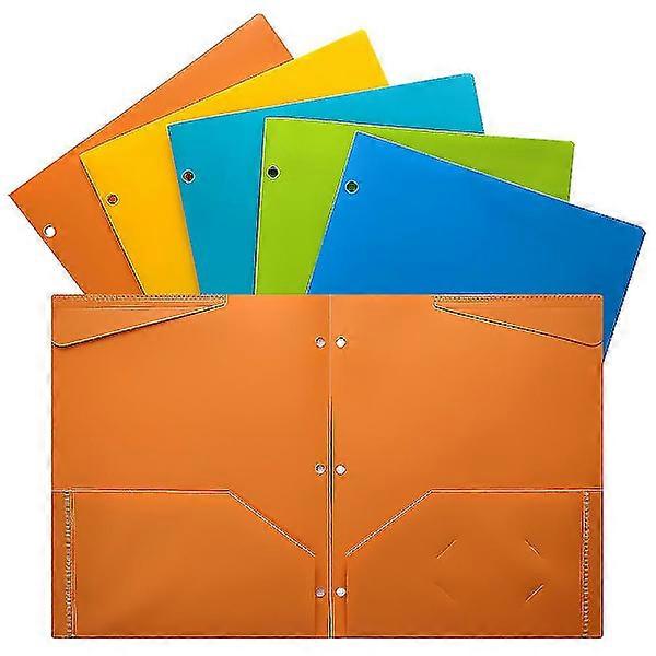 Pocket Folders, 4 Pockets, 5-Pack, Vibrant Colors, Folders With Pockets 3-Hole Punched, Folders For School