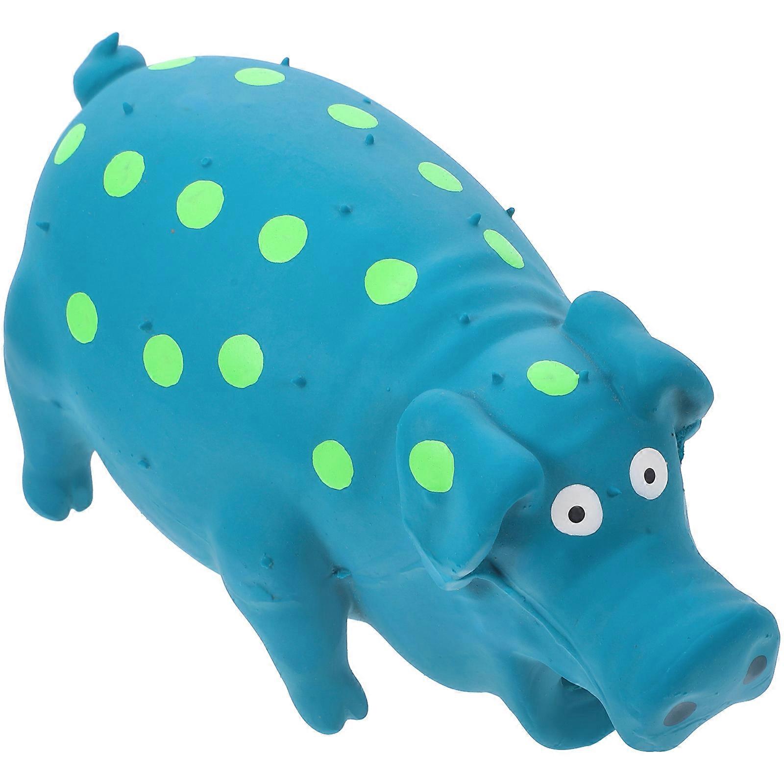 Latex Pig Dog Chew Squeaky Teething Toy for Small Puppies – Durable Bite Resistant Plaything for Training, Interactive Fun, and Dental Care – Blue