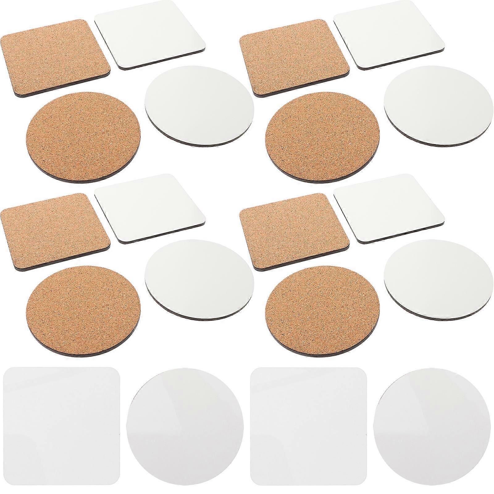 White Sublimation Coasters with Protective Cork Backing for DIY Crafts and Home Use 3.75 Inches Round