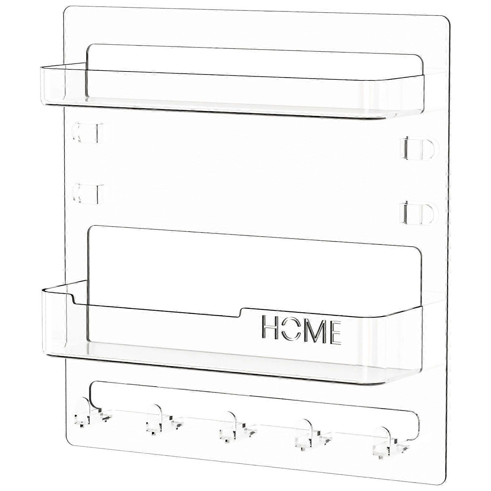 Wall Mounted Storage Rack: Multifunctional Rack For Remote Control Keys Cables - Figurines Display Shelf - Easy Installation For Home And Office