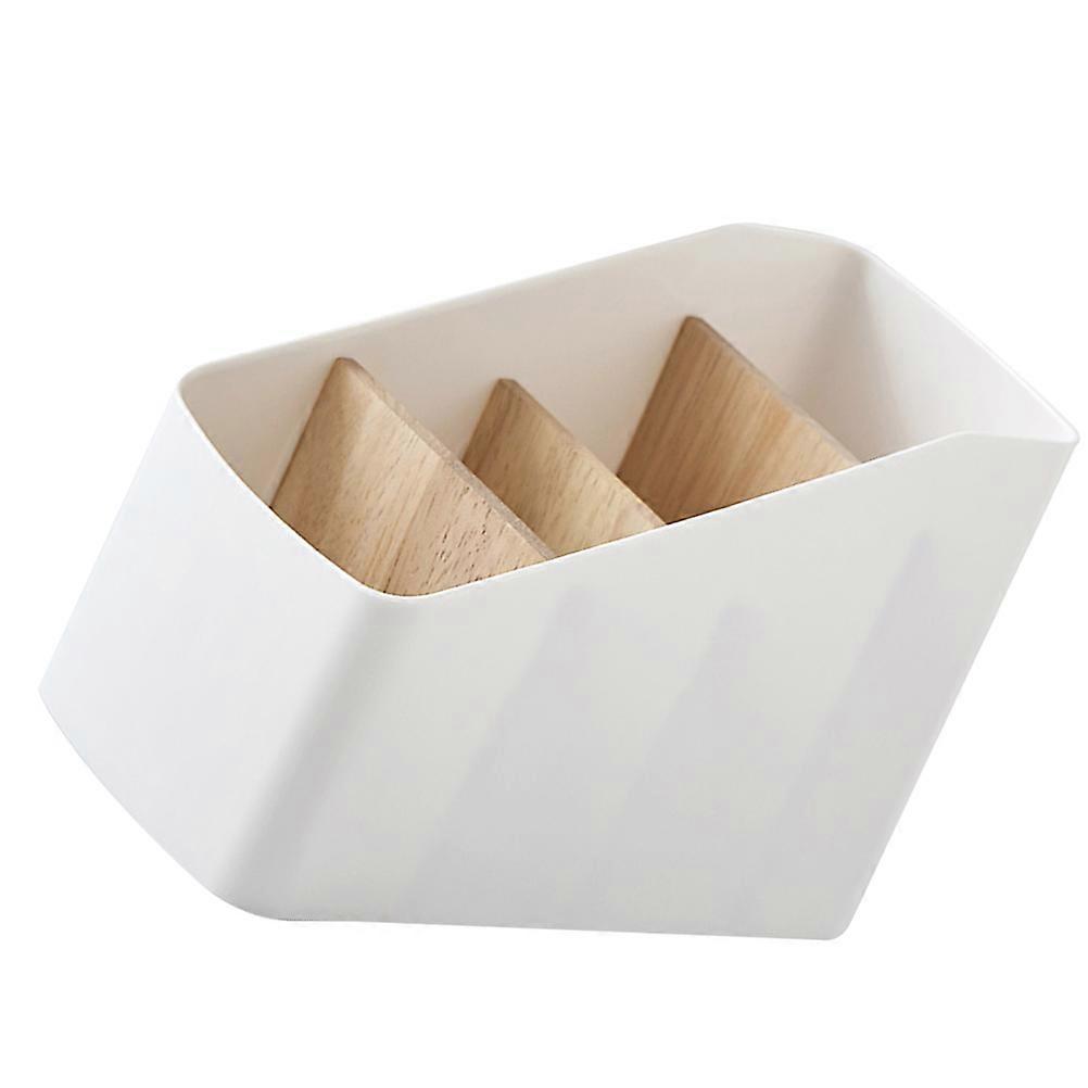 White Desktop Storage Basket with Detachable Partitions for Easy Organization in Office or Bedroom ABS 1PC