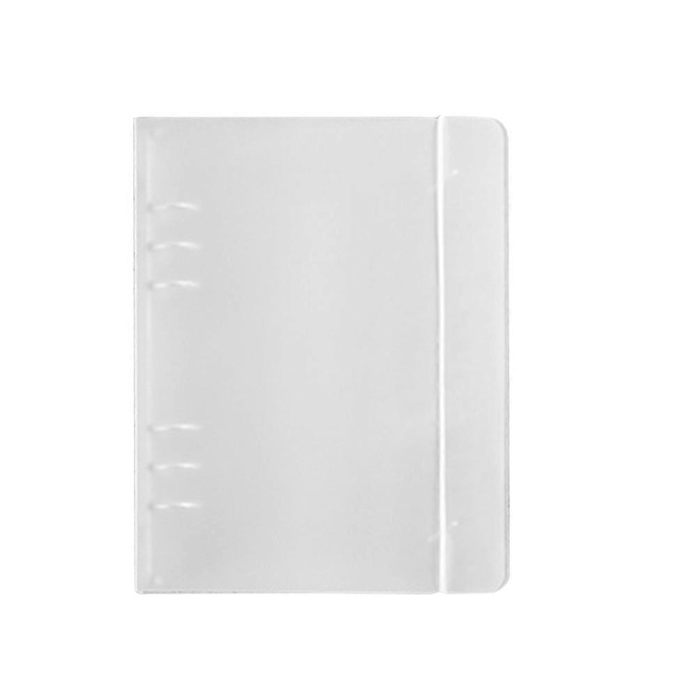 White PP File Folder with Steel Clip and Elastic Band for Office Use Lightweight Portable A6 Size