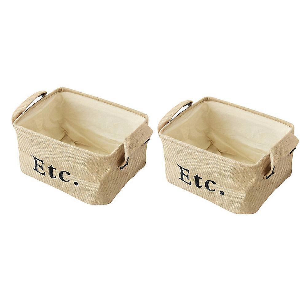 Khaki Cotton Linen Storage Basket for Sundries with Simple Style Perfect for Home Office 12.5x7.8x6.3 Inches