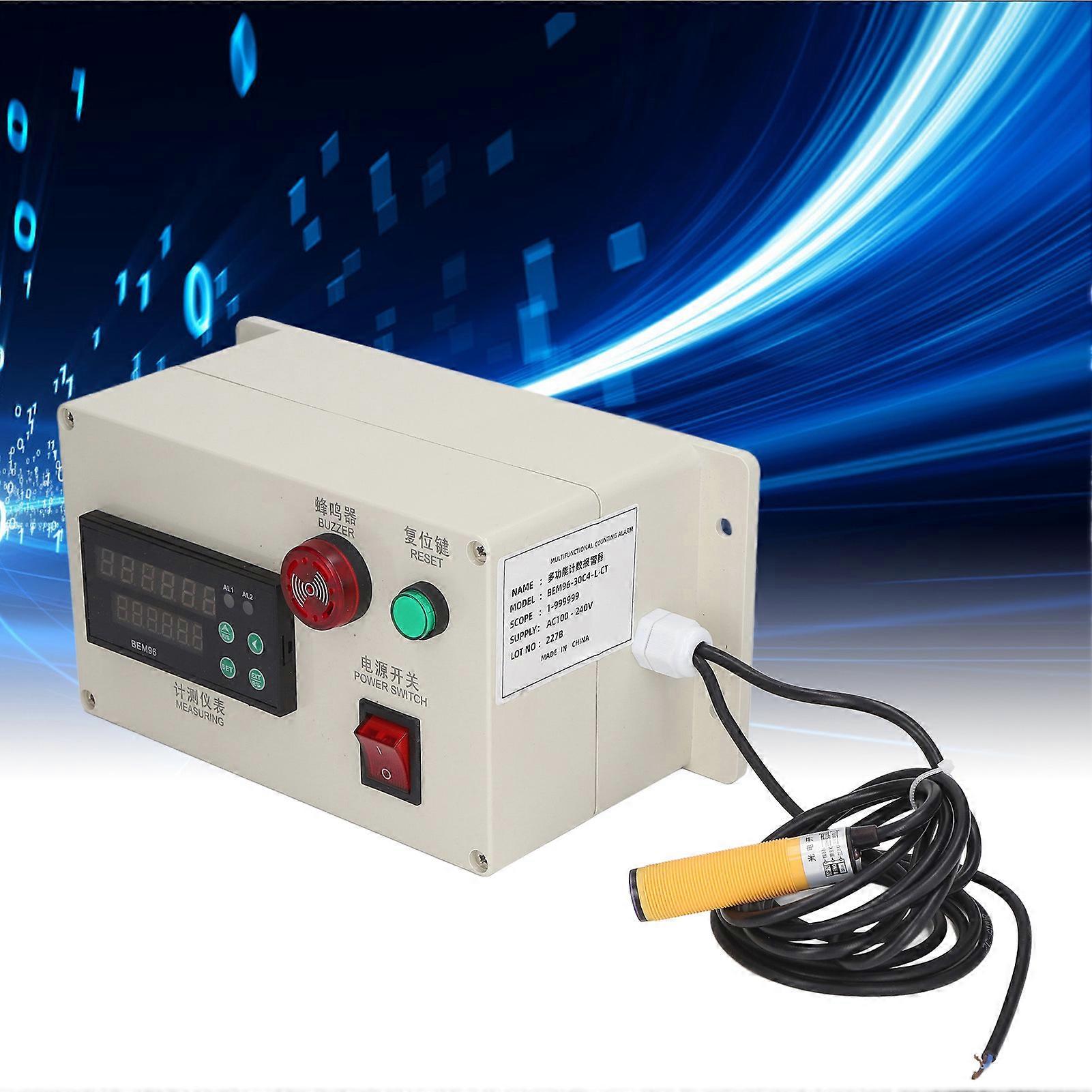BERM Digital Length Meter Mechanical Length Counter Unit in Meter with Control Function 1‑999999 AC100‑240V 