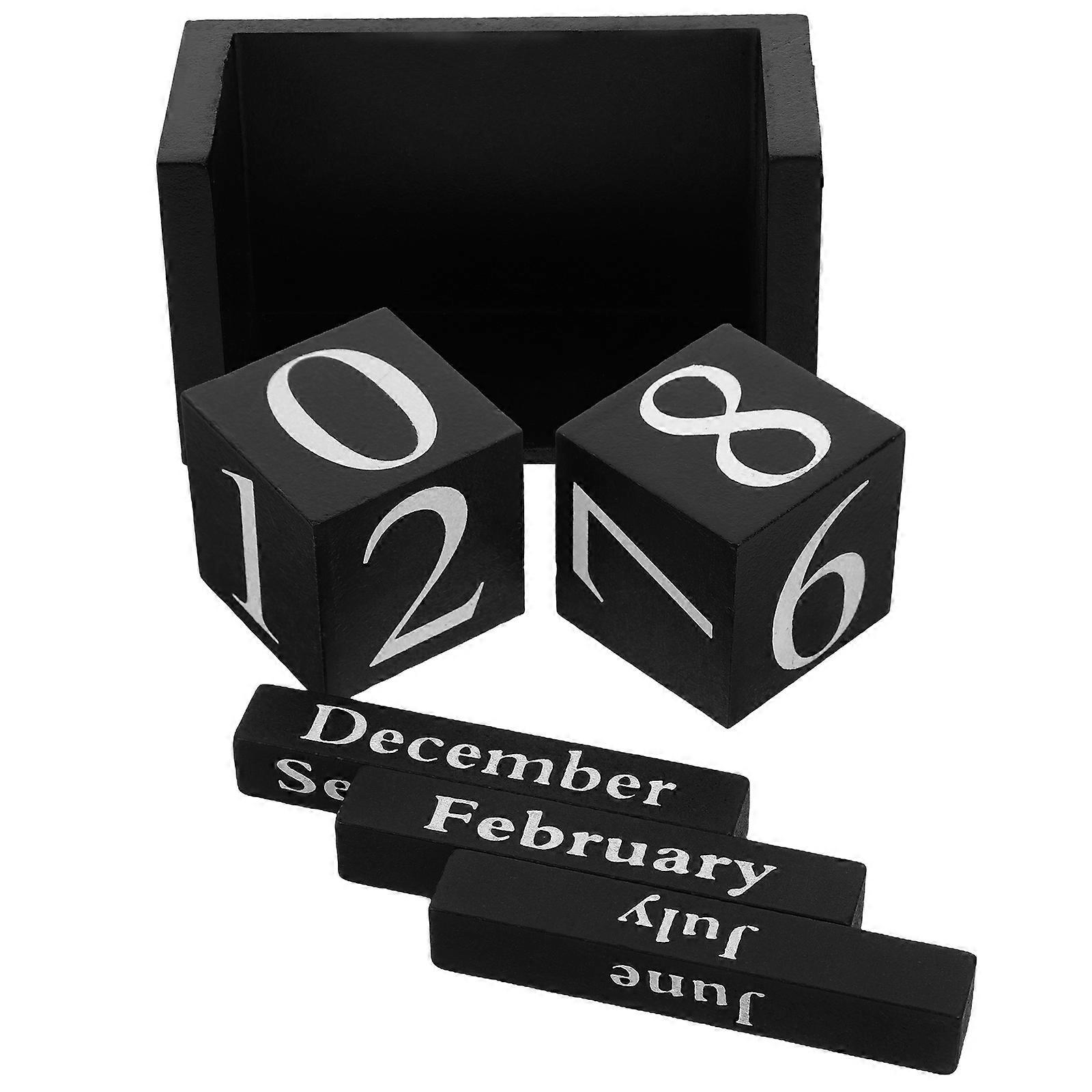 European Style Table Decor Elegant Wood Calendar For Office Use Black 1Pcs