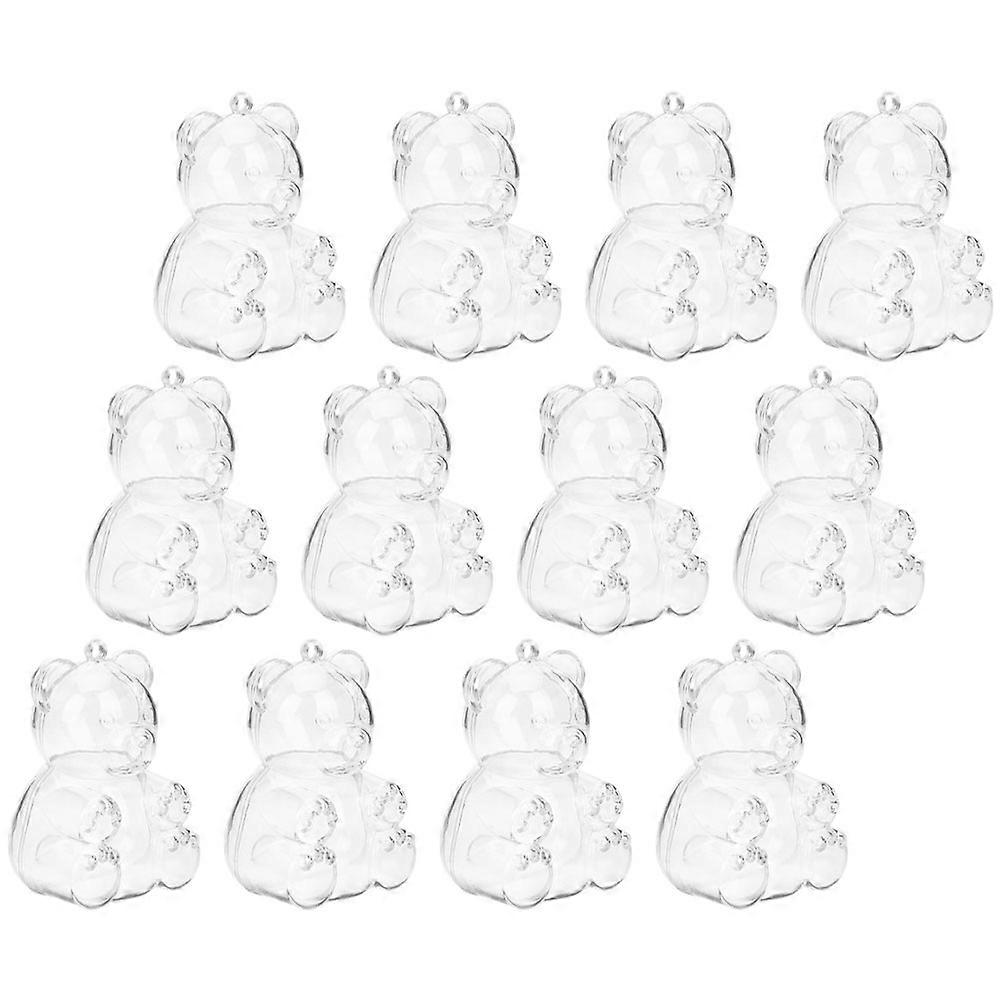 Transparent Bear Shaped Candy Boxes for Party Use Material Sturdy and Durable 12pcs