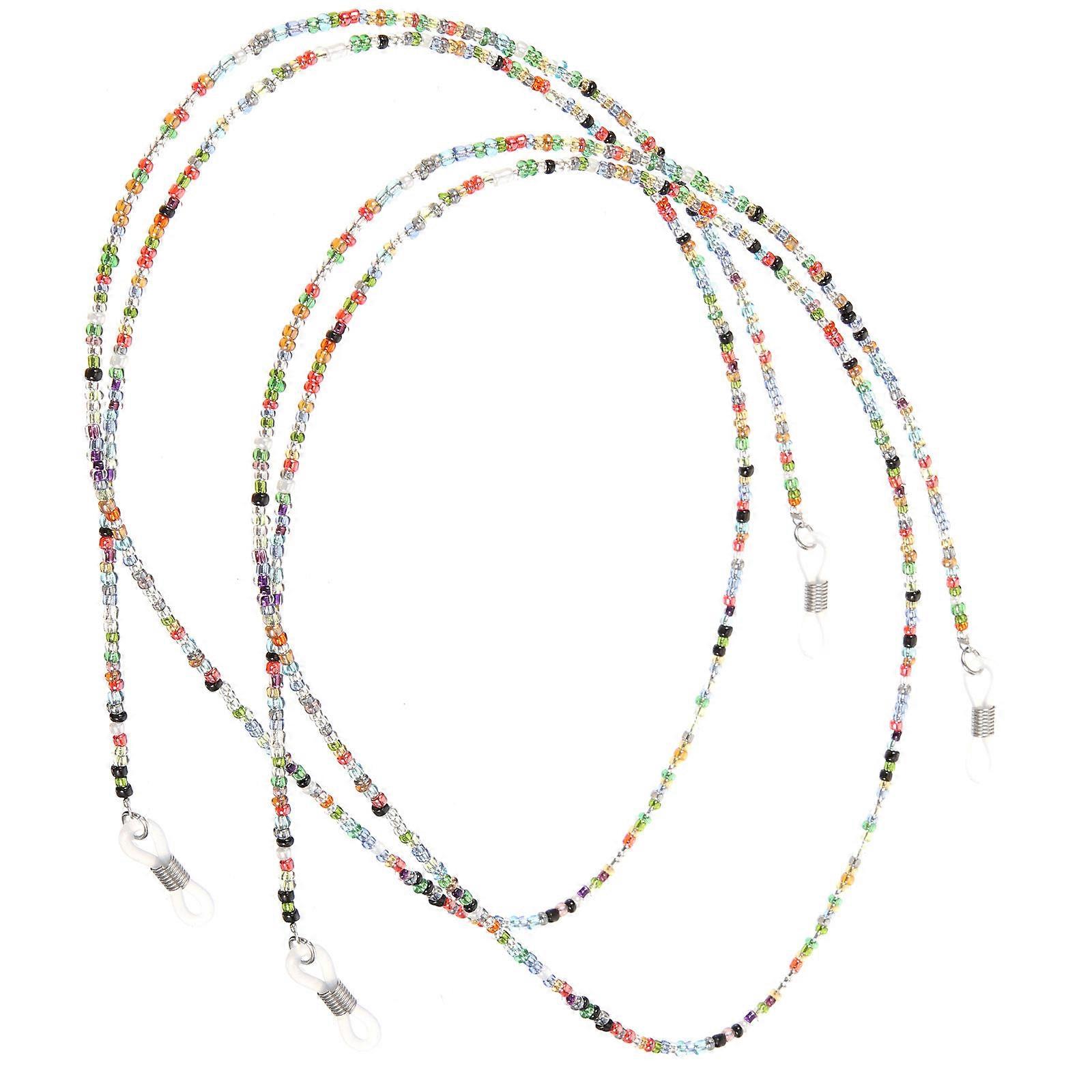 Convenient Anti-lost Eyeglasses Lanyards with Durable Acrylic and Rope Material Assorted Color 2Pcs