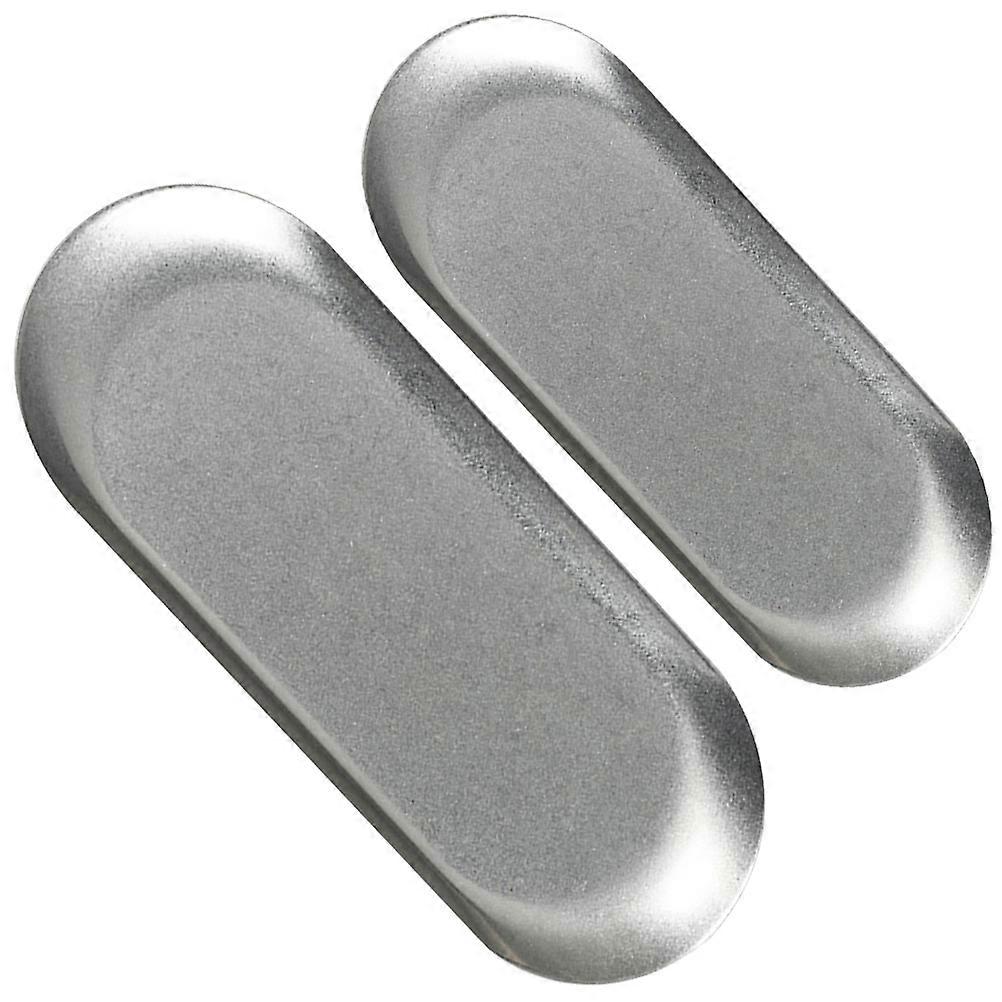 Stainless Steel Serving Tray for Storage Use Grey Retro Design with Delicate Shape 2pcs