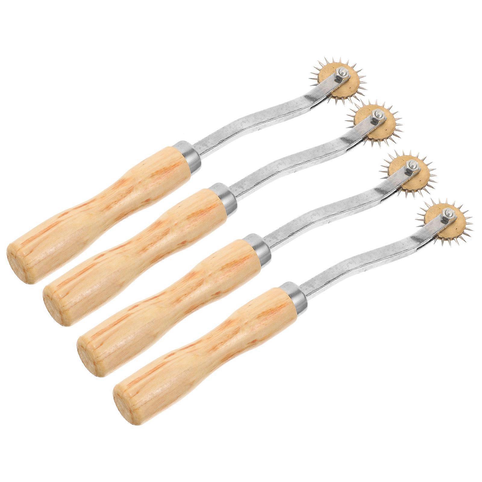 Portable Tracing Wheel for Pattern Cutting and Crafts with Wood and Metal Material Multi Color 4Pcs