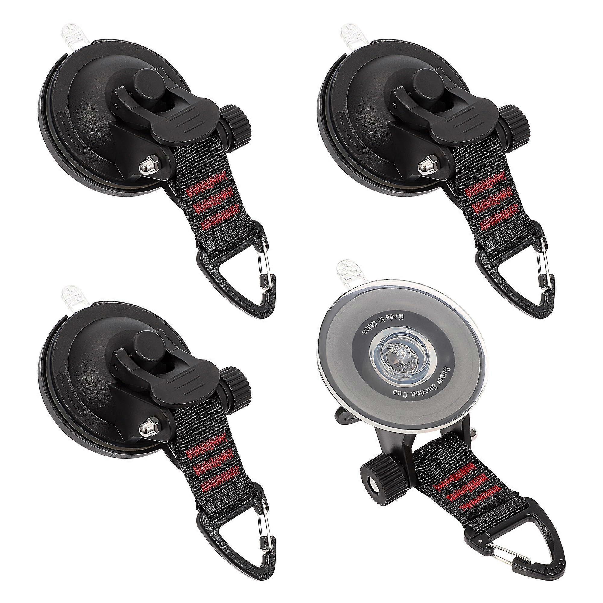 4Piece Suction Cup Camping Set, HeavyDuty Hooks for Tying Securing – Holds 10kg, Ideal for Cars, RVs, Workshops
