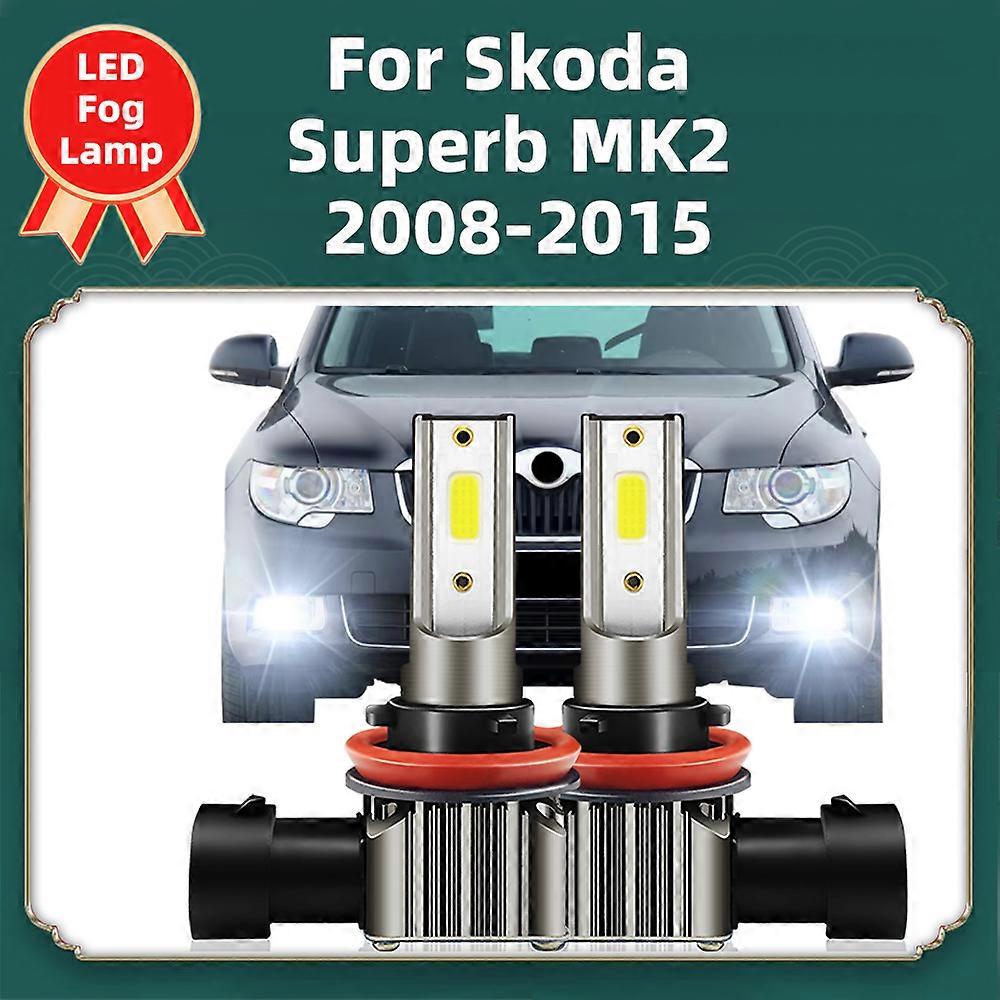 2db LED ködlámpa 6000K SKODA Superb MK2 2008 2009 2010 2011 2012 2013 2014 2015 autó első ködlámpa 6000K fényes fehér