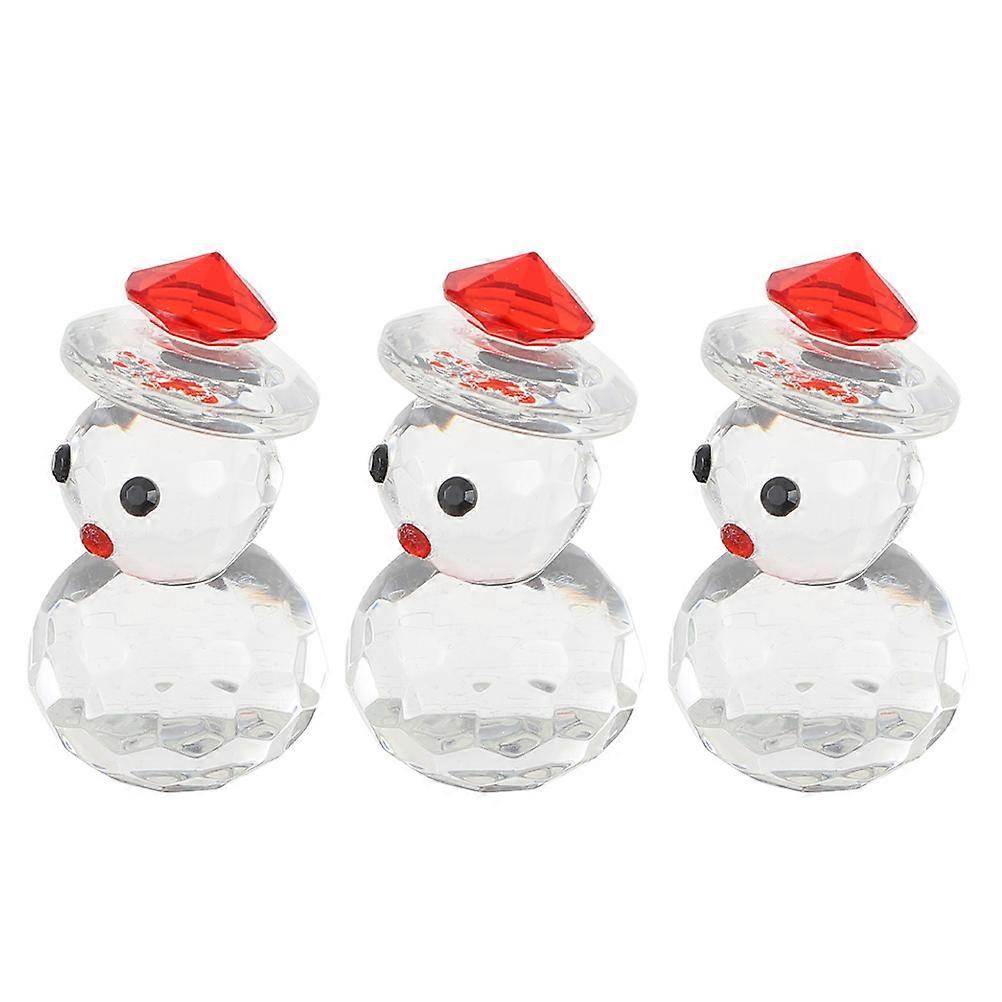 Crystal Snowman Figurine for Decoration Use with 3Pcs Transparent Ornaments