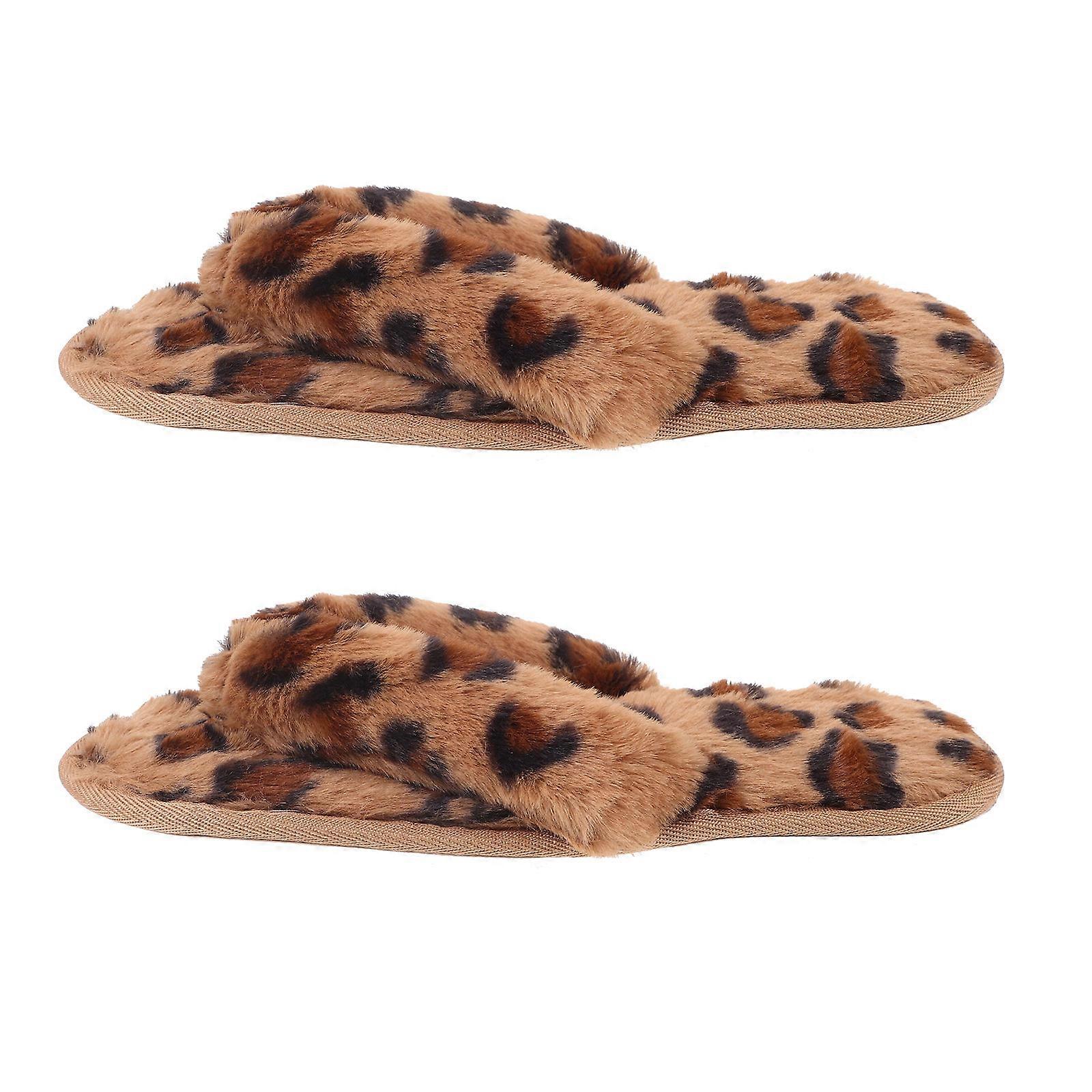 Leopard Print Slippers for Women Non Skid Comfortable Indoor Use Size 41 42 1 Pair