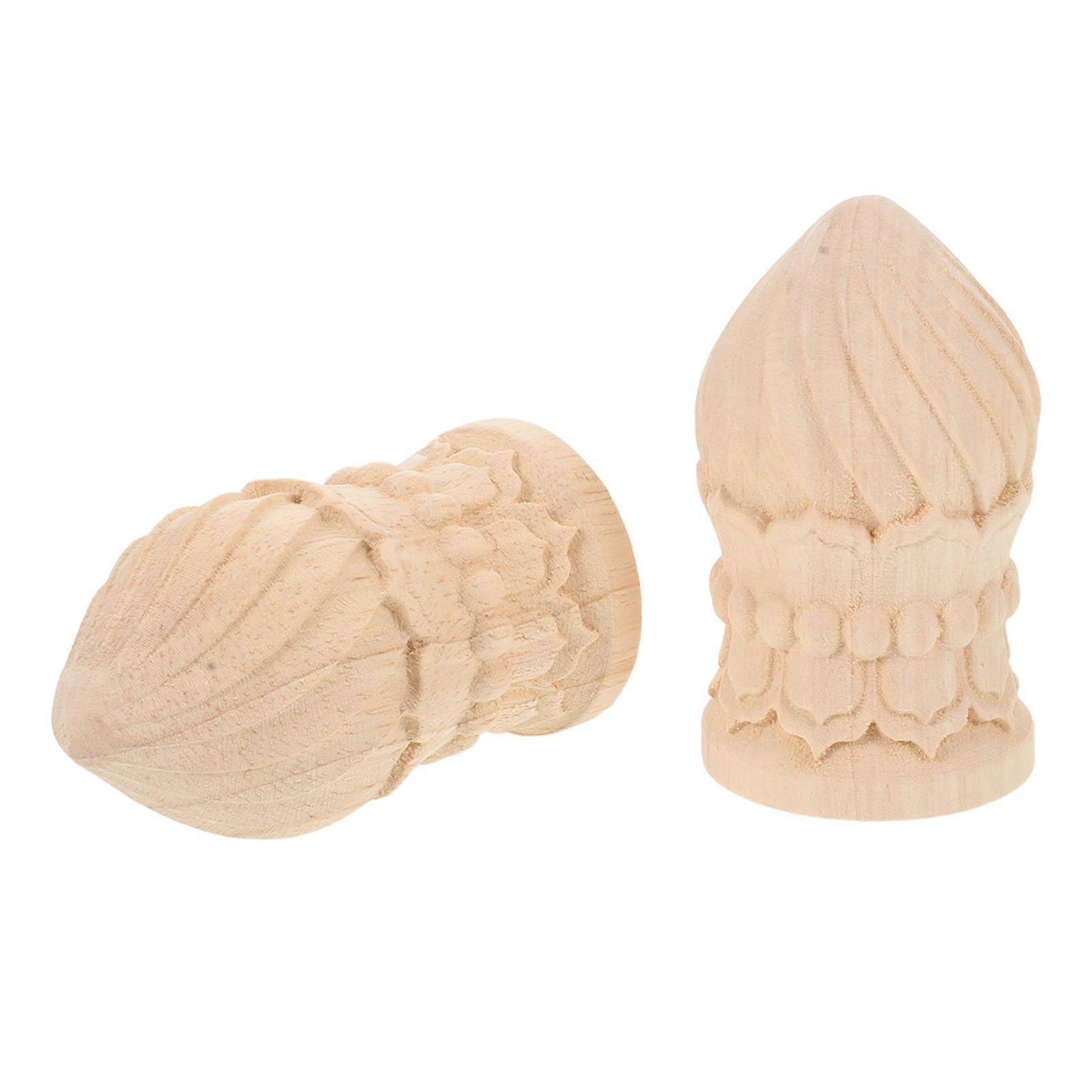 a polished product description for your unfinished wood finials:
**2pcs Unfinished Wood Finials – Classic Wooden Staircase Column Toppers**
Add