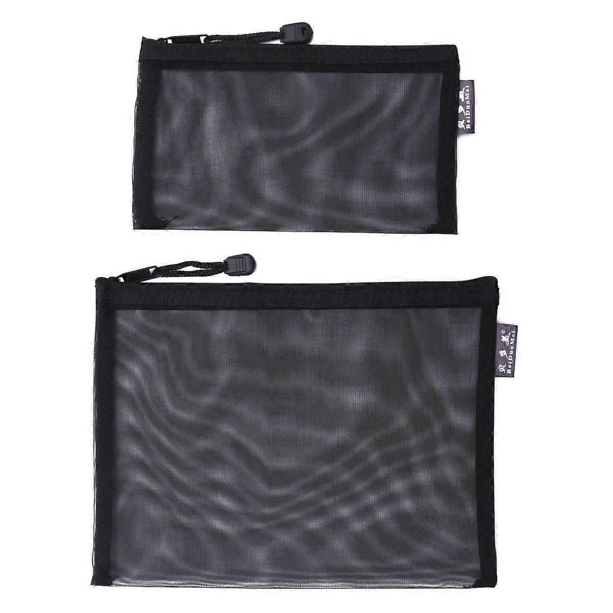 6pcs Mesh Zippered File Bags for Office School Portable Storage with Transparent Design and File Folders Included