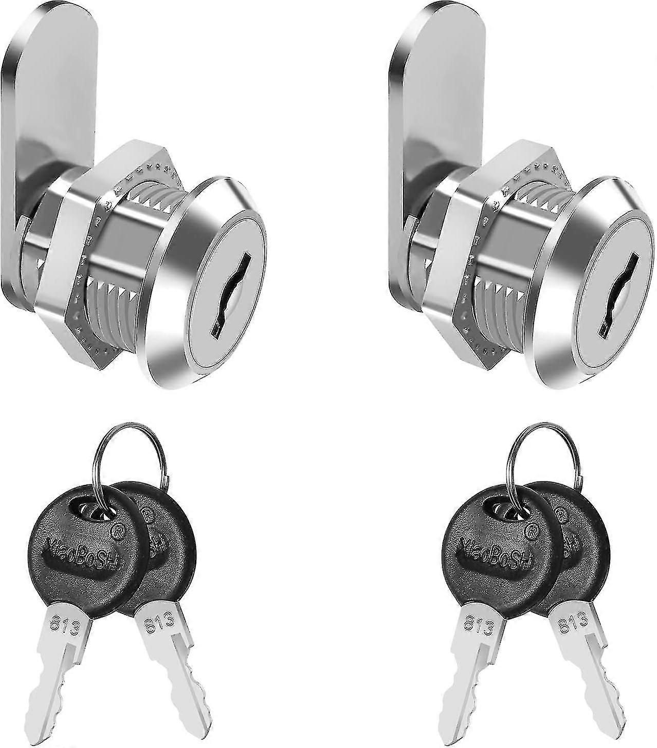 2pcs Mailbox Security Lock With 4 Keys, Cabinet Drawer Cupboard Cam Lock, 16mm Cylinder Furniture Lock Use For Closing Cupboards - JXLGV