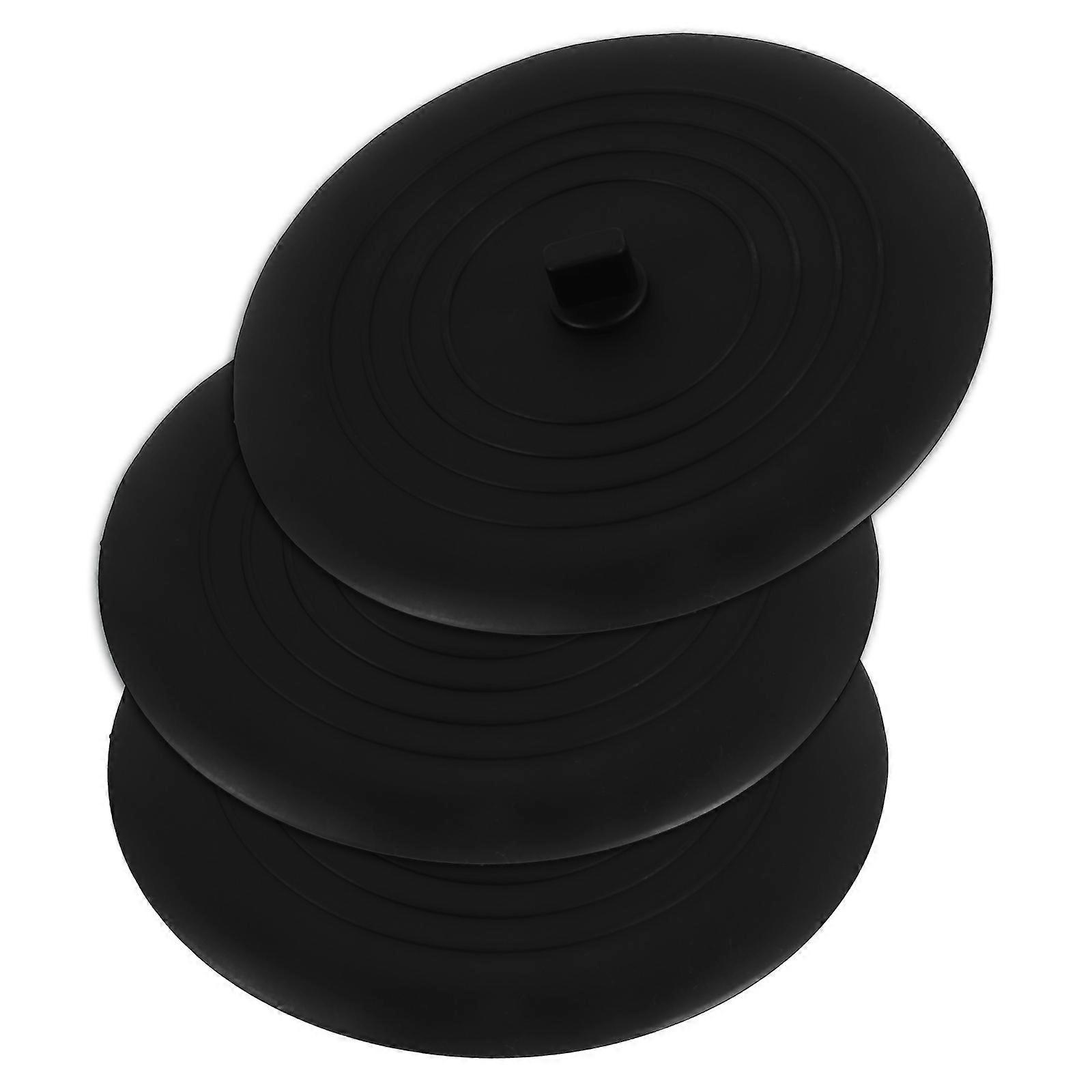 Drain Stopper Silicone 3Pcs For Household Kitchen Use Black Prevent Clogging With Tight Seal
