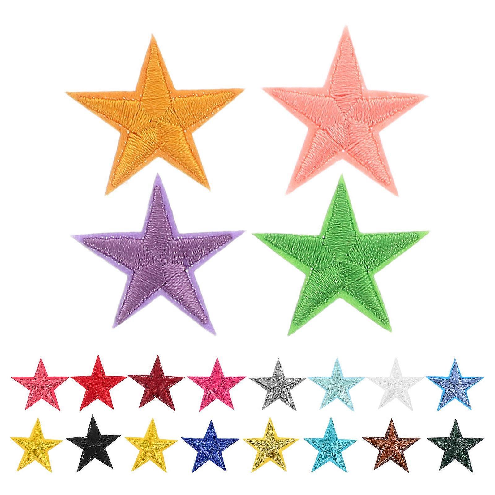 Star Iron On Patches for Clothes Versatile Polyester Fiber Embroidered Applique 80pcs Multi Color