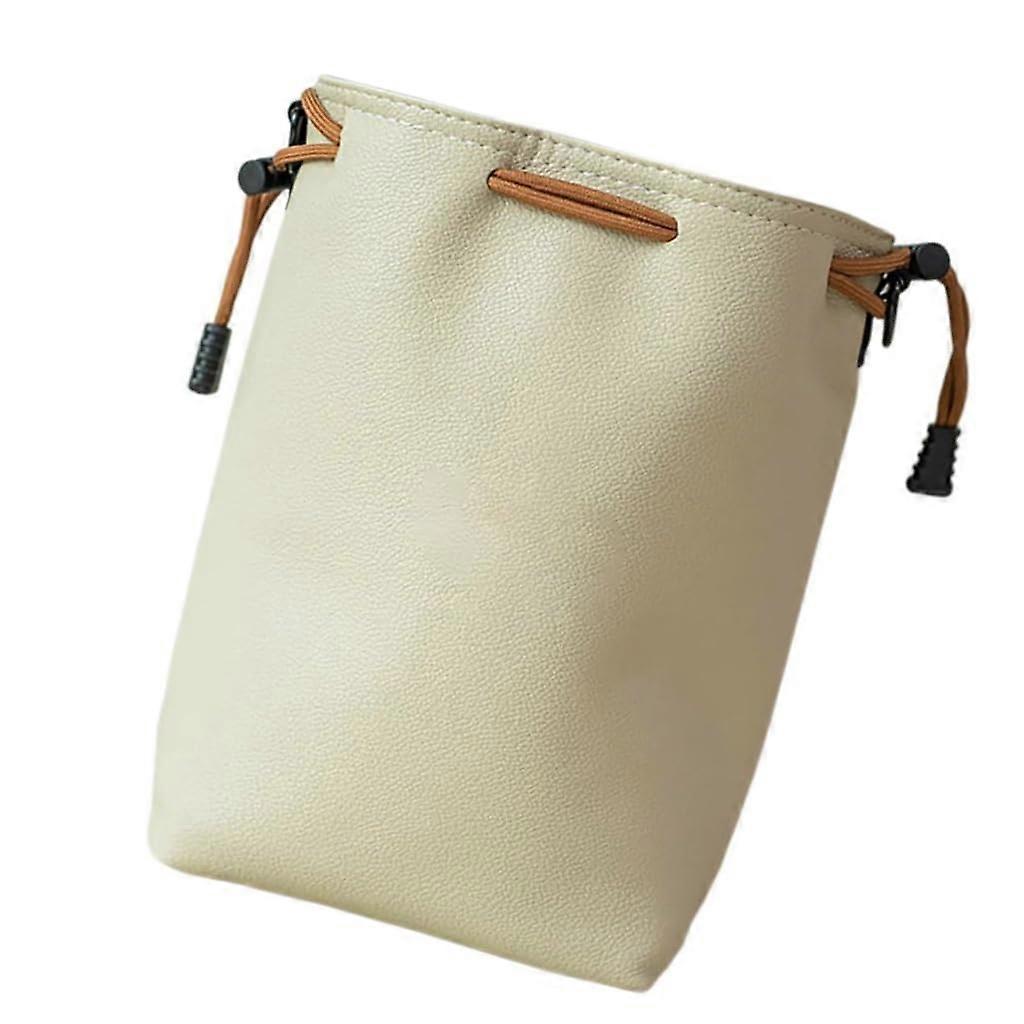 DSLR Camera Bag with Drawstring, Vintage Soft Lens Storage Pouch for Travel, Cream, Size L